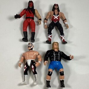 Vtg Wrestling Action Figure Lot Kane Raven Rey Mysterio Xpac Jakks WCW 6"